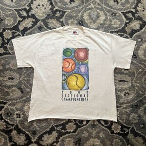 Vintage 2000 USTA tennis sectional champions white mens t-shirt size L cropped
